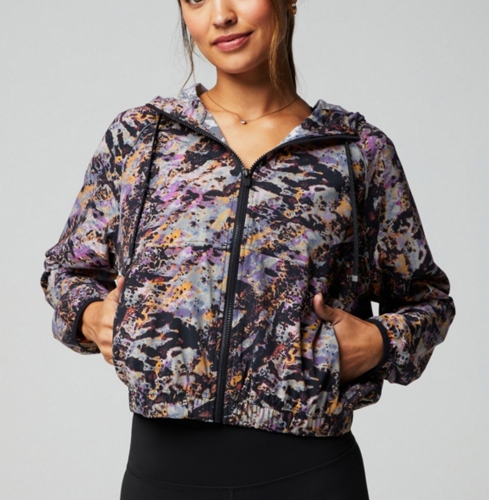 Fabletics Women's Coppped Multicolor Vibrant Athetic Zip Up Hoodie